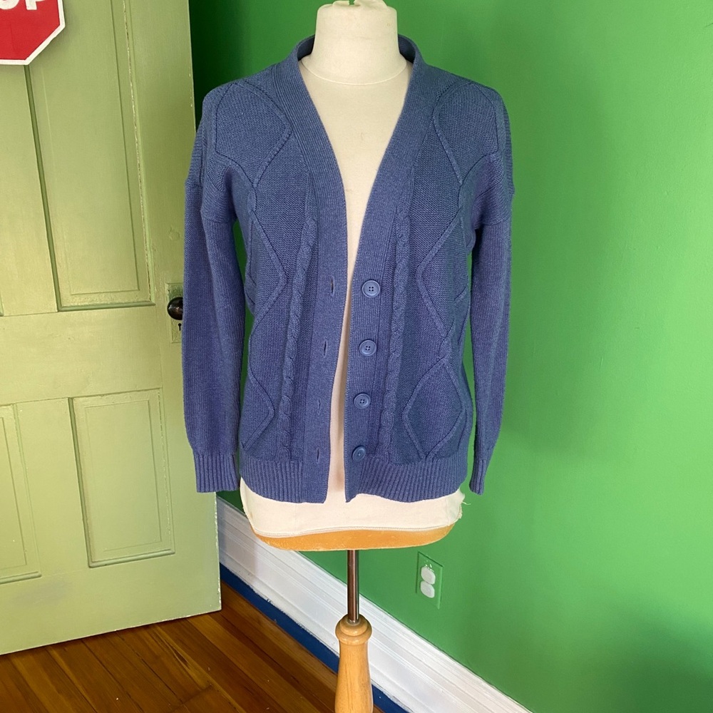 l'agence Blue Cable Knit Cardigan